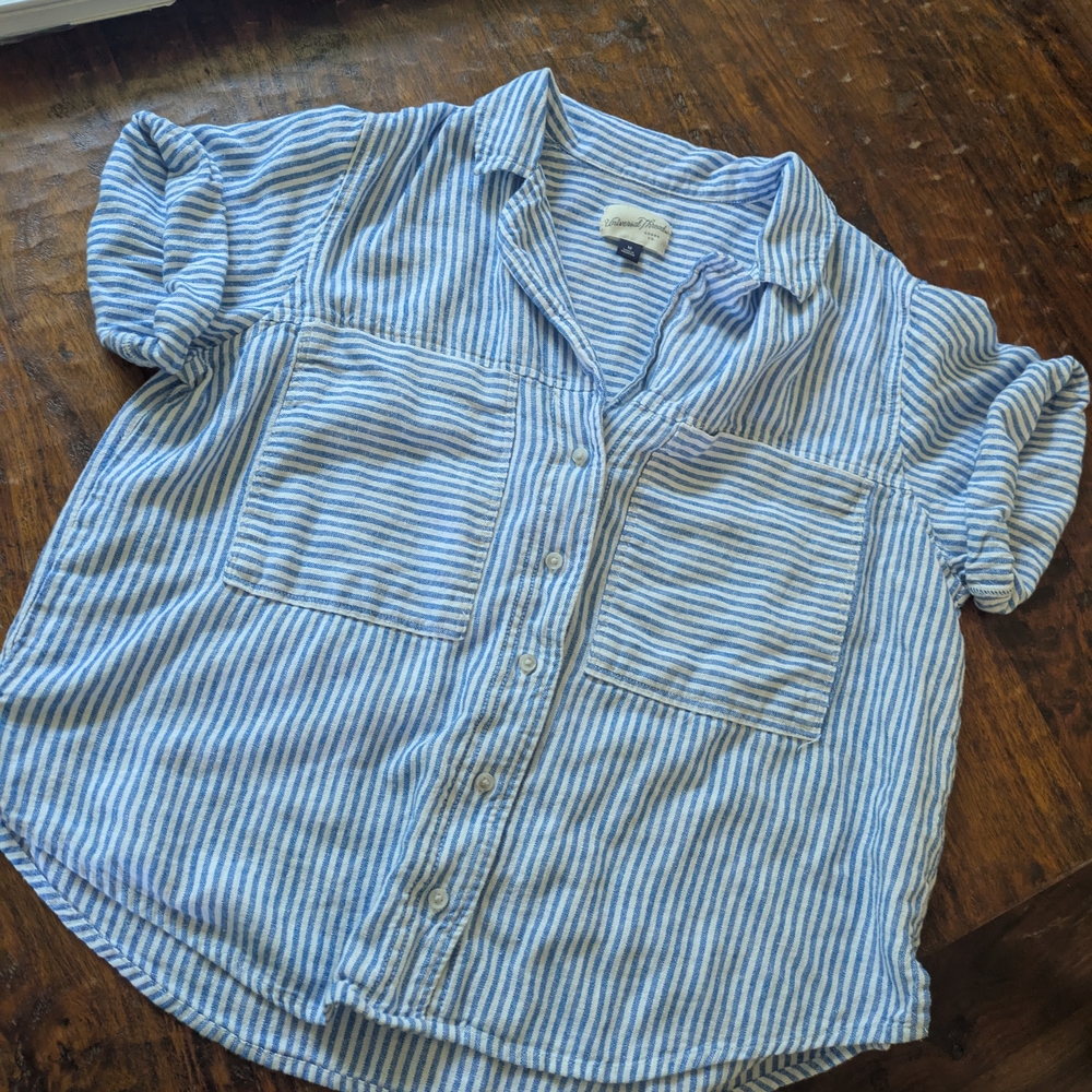 Blue and White Striped Fabric